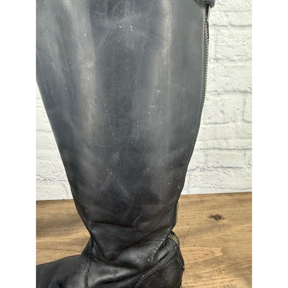 Frye Women's Black Leather Button Back Zip Riding Boots Extended Calf Size 7B - Picture 12 of 16